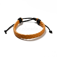 PU Imitation Leather Braided Cord Bracelets for Women, Adjustable Waxed Cord Bracelets, Orange, 3/8 inch(0.9cm), Inner Diameter: 2-3/8~3-1/2 inch(6.1~8.8cm)(BJEW-M290-01E)