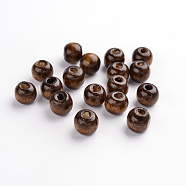Natural Wood Beads, Round, Dyed, Saddle Brown, 9x10mm, Hole: 3.5mm(X-W02KQ0C1)