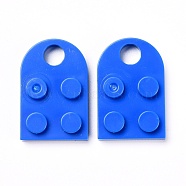 Resin Pendants, Building Blocks Charms, Half Oval, Royal Blue, 23.5x15.5x5mm, Hole: 5mm(RESI-L033-07A)
