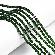 Glass Beads Strands, Faceted, Rondelle, Dark Green, 3.5x3mm, Hole: 0.4mm, about 123~127pcs/strand, 13.78 inch~14.17 inch(35~36cm)(EGLA-A034-T3mm-D24)