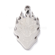 201 Stainless Steel Pendants, Laser Cut, Skull, Stainless Steel Color, 30.5x16x2mm, Hole: 2mm(STAS-D451-01P)