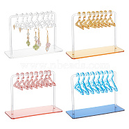 Elite 4 Sets 4 Colors Acrylic Earring Display Stands, Coat Hanger Shape Earring Organizer Holder with 8 Mini Hangers, Mixed Color, Finish Product: 14.95~15x5.95~6.5x10.5~10.9cm, 1 set/color(EDIS-PH0001-70)