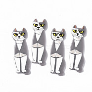 Acrylic Big Pendants, 3D Printed, Cat, Gray, 50x15x2mm, Hole: 1.6mm(KY-S163-227)