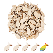 120Pcs Unfinished Wooded Fish Sheets, Cutouts, Blanched Almond, 39.5x19x2.5mm(DIY-BC0006-80)