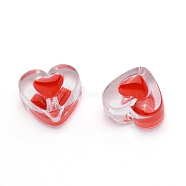 Transparent Clear Enamel Acrylic Beads, Heart, Red, 15x17x11mm, Hole: 2mm(ACRC-CJC0001-01H)