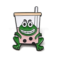 Frog Enamel Pin, Black Alloy Brooch for Backpack Clothes, Drink, 37x25x1mm(JEWB-P025-A10)