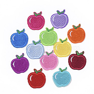 Computerized Embroidery Cloth Iron On/Sew On Patches, Costume Accessories, Appliques, Apple, Mixed Color, 37x33x1.5mm, about 12colors, 1color/10pcs, 120pcs/bag(AJEW-S076-022)
