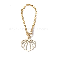 Flower Alloy Cup Pendant Decorations, with Lobster Claw Clasps and Brass Flat Oval Cable Chains, Golden, 138mm(HJEW-JM01343)