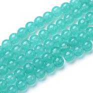 Natural White Jade Bead Strands, Dyed, Round, Light Sea Green, 6mm, Hole: 1mm, about 66pcs/strand, 15.7 inch(G-S211-6mm-XL18)