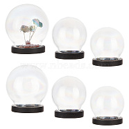 Elite 6 Sets 3 Style Iridescent Glass Dome Cover, Decorative Display Case, Cloche Bell Jar Terrarium with Wood Base, for DIY Preserved Flower Gift, Round, Black, 30~40x32~44.5mm, 2 sets/style(DJEW-PH0001-26A)