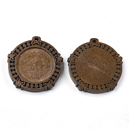 Wooden Pendant Cabochon Settings, Pendant Base, Flat Round, Saddle Brown, Tray: 25mm, 39.5x38x5.5mm, Hole: 2.5mm(WOOD-S044-18A)