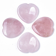 Natural Rose Quartz Thumb Worry Stone, Pocket Palm Stones, for Healing Reiki Stress Relief, Undyed, Heart Shape, 39~40x39~40x5~6mm(X-G-N0325-01H)