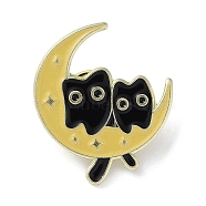 Black Cat Enamel Pins, Alloy Brooch for Backpack Clothes, Moon, 30.5x27x1.5mm(JEWB-P031-C05)