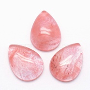 Watermelon Stone Glass Cabochons, Teardrop, 25x18x7mm(G-E491-B-11)