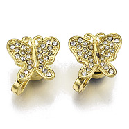 Brass Micro Pave Clear Cubic Zirconia Magnetic Clasps, Nickel Free, Butterfly, Real 18K Gold Plated, 14x15x9mm, Hole: 4mm(KK-N232-141G-NF)