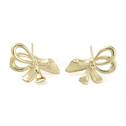Brass Studs Earrings, Long-Lasting Plated, Lead Free & Cadmium Free, Bowknot, Real 18K Gold Plated, 13x22mm(EJEW-K276-06C-G)