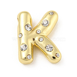 Brass Micro Pave Clear Cubic Zirconia Pendants, Long-Lasting Plated, Cadmium Free & Lead Free, Real 18K Gold Plated, Letter A~Z, Letter K, 18~19x11~21x5mm, Hole: 2.8~3x1.8~2mm(KK-E093-04G-K)