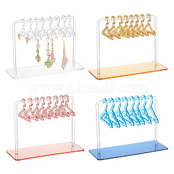 Elite 4 Sets 4 Colors Acrylic Earring Display Stands, Coat Hanger Shape Earring Organizer Holder with 8 Mini Hangers, Mixed Color, Finish Product: 14.95~15x5.95~6.5x10.5~10.9cm, 1 set/color(EDIS-PH0001-70)