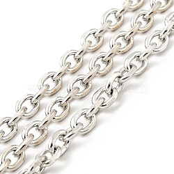 Iron Cable Chains, Unwelded, with Spool, Platinum, 8.5x6.5x1.5mm(CH-E014-04P)