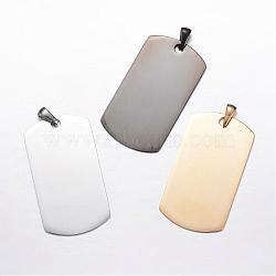 304 Stainless Steel Pendants, Stamping Blank Tag Rectangle, Mixed Color, 43x24x1mm, Hole: 3x6mm(STAS-G077-01)