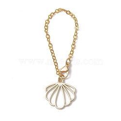 Flower Alloy Cup Pendant Decorations, with Lobster Claw Clasps and Brass Flat Oval Cable Chains, Golden, 138mm(HJEW-JM01343)