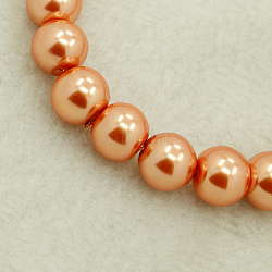 Glass Pearl Beads Strands, Pearlized, Round, Coral, 3mm, Hole: 1mm, about 220~230pcs/strand, 32 inch(X-HY-3D-B36)