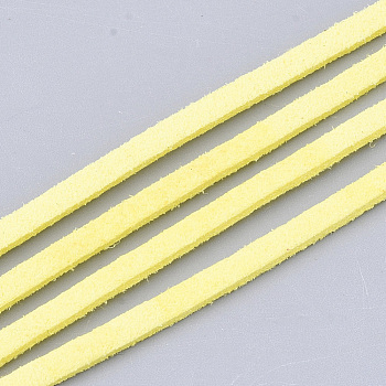 Faux Suede Cord, Faux Suede Lace, Yellow, 2.5~2.8x1.5mm, about 1.09 yards(1m)/strand
