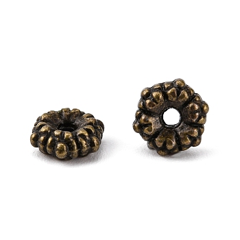 Tibetan Style Alloy Spacer Beads, Cadmium Free & Nickel Free & Lead Free, Flower, Antique Bronze, 5.5x2mm, Hole: 1mm, about 4300pcs/1000g