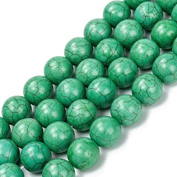 Natural Howlite Beads Strands, Dyed & Heated, Round, 14mm, Hole: 1.2mm, about 12pcs/strand, 6.50 inch(16.5cm)