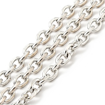 Iron Cable Chains, Unwelded, with Spool, Platinum, 8.5x6.5x1.5mm