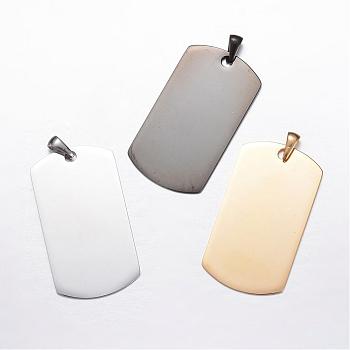 304 Stainless Steel Pendants, Stamping Blank Tag Rectangle, Mixed Color, 43x24x1mm, Hole: 3x6mm