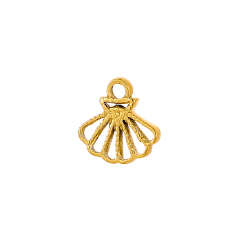304 Stainless Steel Pendants, Shell Shape Charms, Ion Plating(IP), Real 14K Gold Plated, 10x10mm