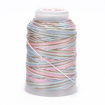 5 Rolls 12-Ply Segment Dyed Polyester Cords, Milan Cord, Round, Aqua, 0.4mm, about 71.08 Yards(65m)/Roll