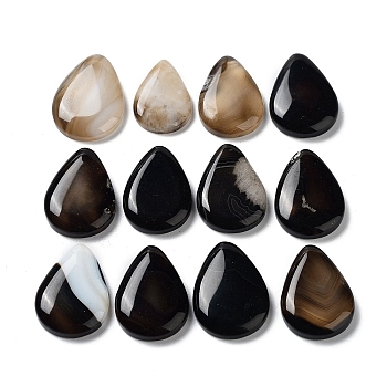 Dyed & Heated Natural Black Agate Pendants, Teardrop Charms, 24.5~27.5x17~21x4~5mm, Hole: 0.7~0.8mm