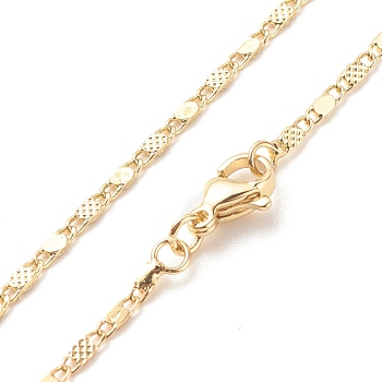 Brass Oval Link Chains Necklace for Women, Cadmium Free & Lead Free, Real 18K Gold Plated, 18.11 inch(46cm)