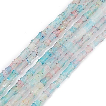 Baking Varnish Glass Beads Strand, Bamboo Stick, Pale Turquoise, 12x6.5mm, Hole: 1.4mm, about 65~66pcs/strand, 30.71''(78cm)