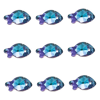 K9 Glass Rhinestone Pendants, Imitation Austrian Crystal, Faceted, Fish, Light Amethyst, 16.9x9x5.3mm, Hole: 1.2mm