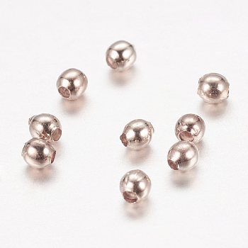 Iron Spacer Beads, Cadmium Free & Lead Free, Round, Rose Gold, 4mm, Hole: 1.5mm