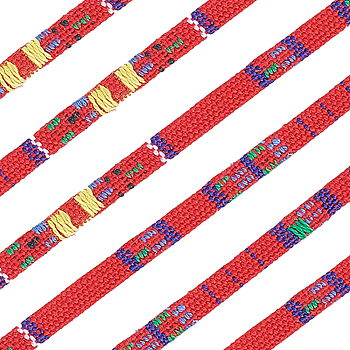 Ethnic Style Polyester Cord, Boho Braided String, Flat, Red, 5x1mm, about 10 yards/roll