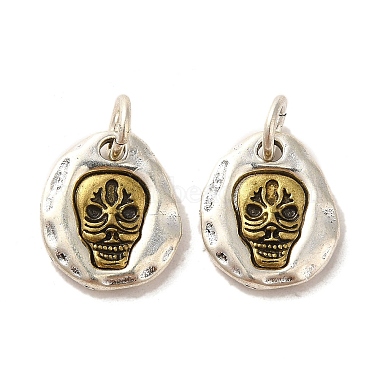 Antique Silver Skull Brass Charms