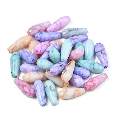 Opaque Baking Painted Crackle Glass Beads Strands(EGLA-S174-34)-2