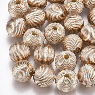 Wood Beads Covered with Polyester Cord Wire(WOVE-S117-16mm-05)-2
