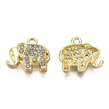 Light Gold Elephant Alloy+Rhinestone Charms