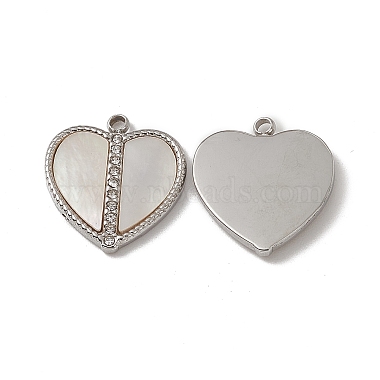 Stainless Steel Color Heart Shell Pendants