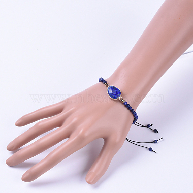 Adjustable Natural Lapis Lazuli(Dyed) Braided Bead Bracelets(BJEW-JB04559-02)-4