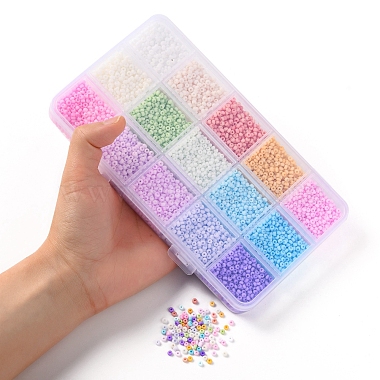 5250Pcs 15 Colors 8/0 Opaque Frosted Glass Seed Beads(SEED-YW0001-74-A)-5