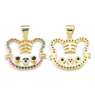 Real 18K Gold Plated Colorful Tiger Brass+Cubic Zirconia Pendants