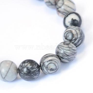 Natural Black Silk Stone/Netstone Round Bead Strands(G-E334-10mm-05)-2