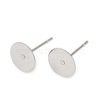 Non-Tarnish 304 Stainless Steel Flat Round Blank Peg Stud Earring Findings, Stainless Steel Color, 12x8mm, Pin: 0.6mm(A-STAS-S028-37)