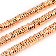 Electroplated Non-magnetic Synthetic Hematite Beads Strands, Wave Flat Round/Disc, Light Gold Plated, 6x1.5mm, Hole: 1mm, about 230pcs/Strand, 15.94 inch(40.5cm)(G-F682-09-KCG)